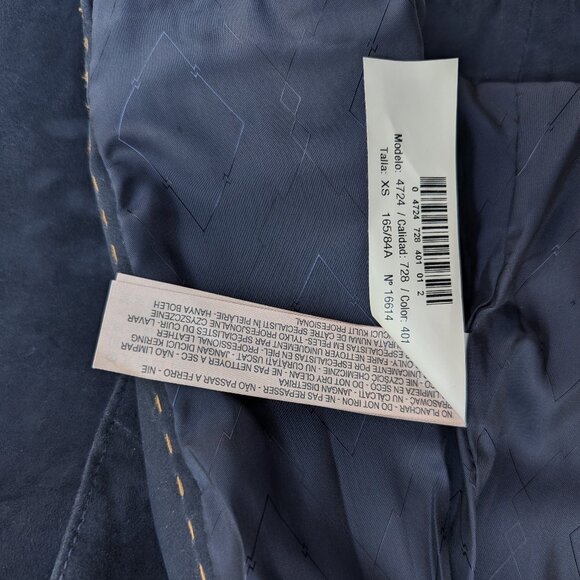 MASSIMO DUTTI Black Lambskin Suede Moto 4724 Jacket Size XS - Picture 9 of 9